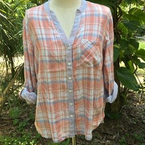 Style & Co Plaid and Pinstripe Pastel Button Up